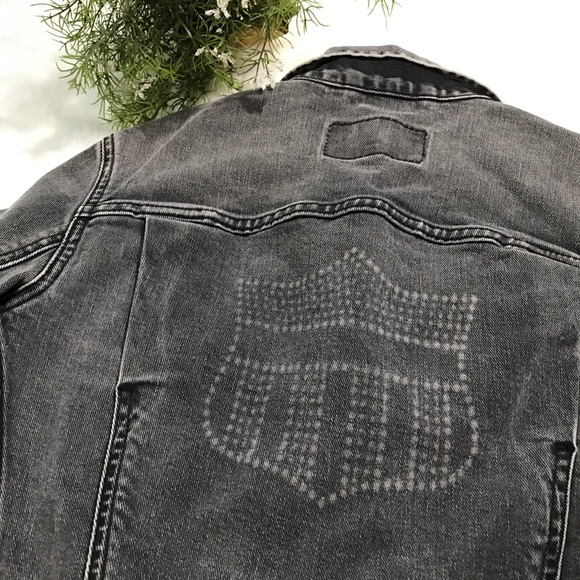 Levi's grey denim motorcycle fitted jacket - Picture 7 of 8